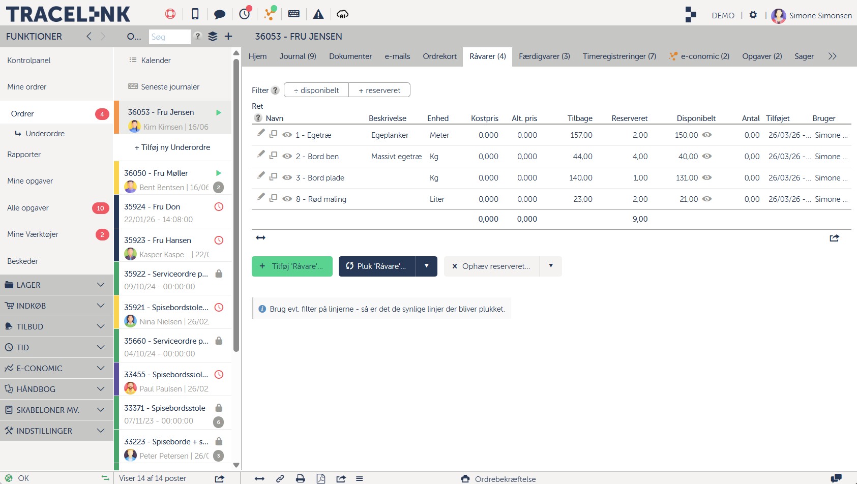 Et eksempel på Tracelinks lagermodul.